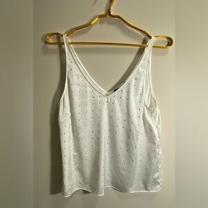 NWT Generation Love Marcie Satin Crystal White Tank Top Camisole XXS ( flaw )